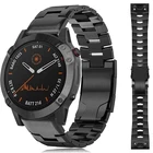 Ремешок из титанового металла для Garmin Fenix 5X 5 Plus, черный браслет для наручных часов Fenix 6X 6 Pro 3 3HR S60 MK1, 26 мм 22 мм