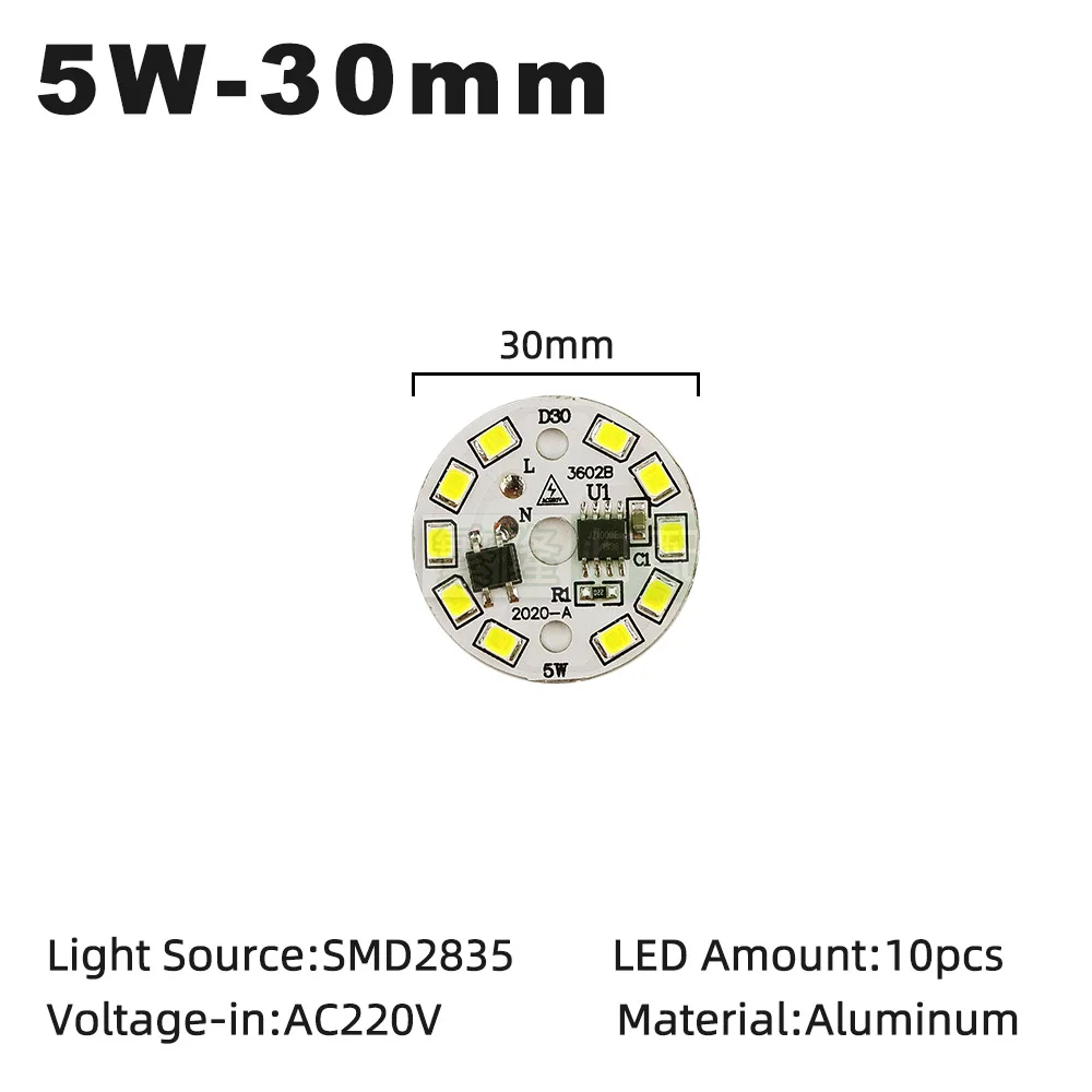 Светодиодные чипы SMD2835 5 шт./лот 220 В переменного тока 3 Вт 7 9 12 | Лампы и освещение