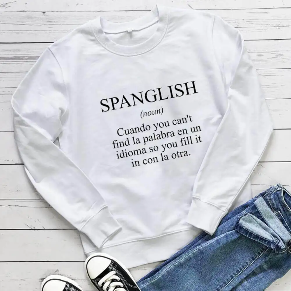 Spanglish толстовка из 100% хлопка женская мексиканская смешная повседневная