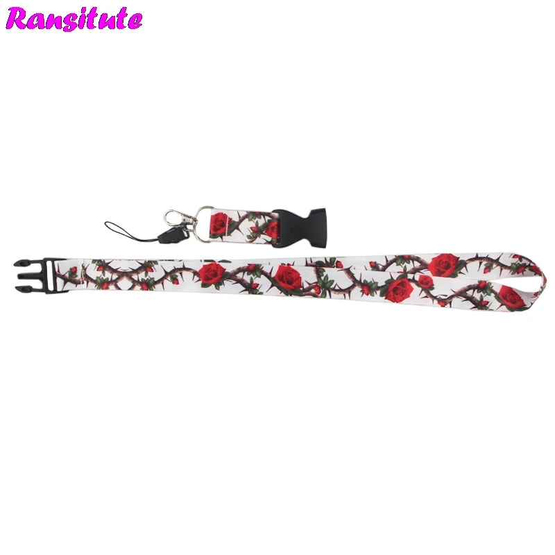 Ransitute Rose Key Lanyard ID Badge Holder для телефона и брелока DIY Neckband мобильный телефон ремешок