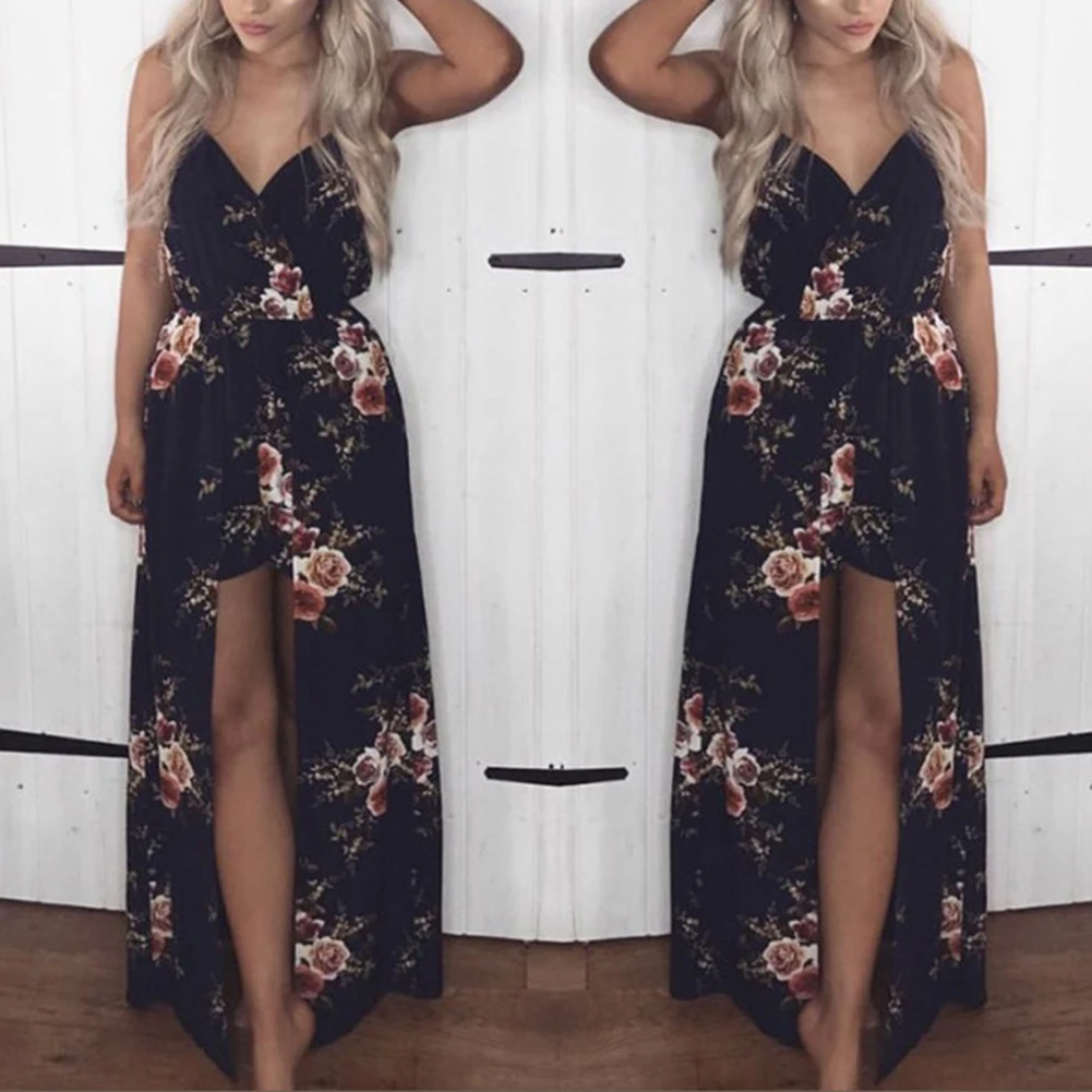 Женский пляжный комбинезон без бретелек Boho с цветочным принтом макси