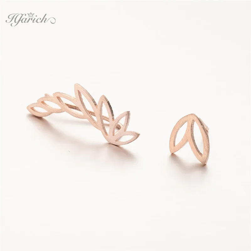Hfarich Sanasa Botanical Ear альпинистские серьги с золотыми листьями A-Symmetric in серьги в форме листа ботанические украшения для женщин