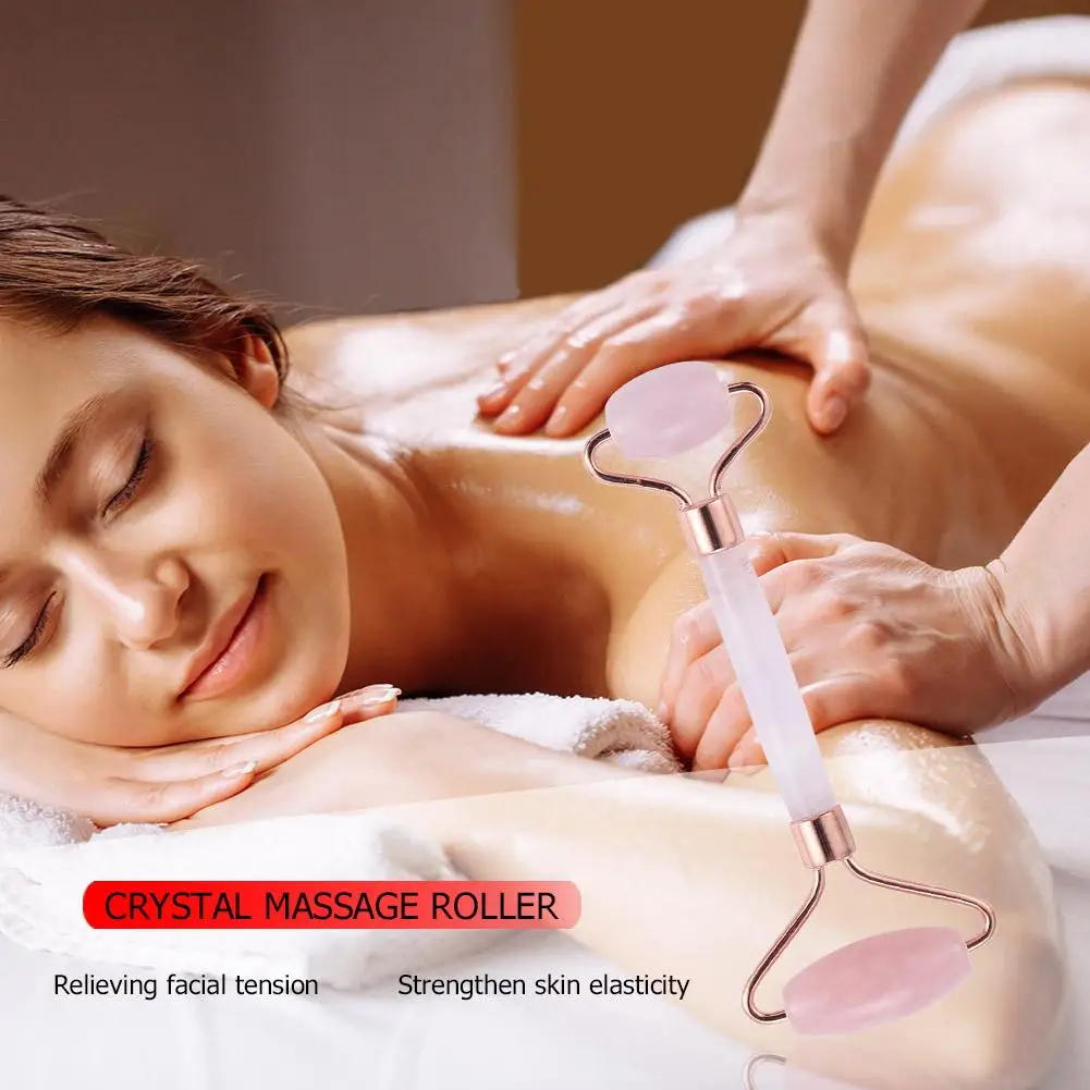 Quartz Facial Massage Crystal Stone Natural Rose Body Jade Massager Derma Roller Skincare Ice Roller Wrinkle Removal Beauty Tool