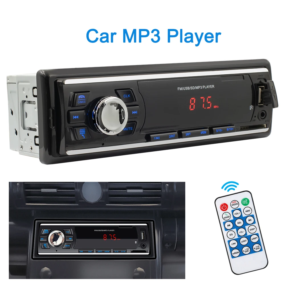 

Автомобильный MP3-плеер с синей подсветкой, 12 В, FM, AUX, TF, USB, BT