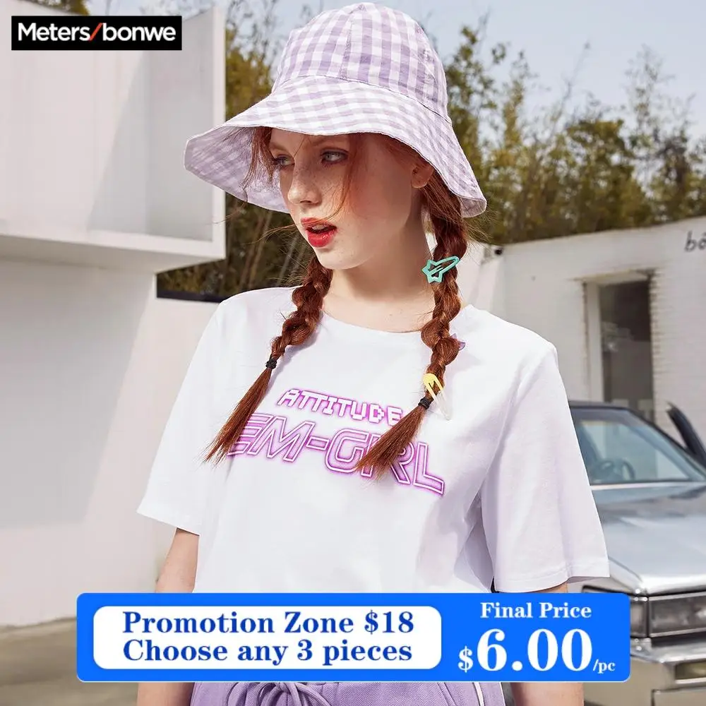 Metersbonwe 2020 летняя новая хлопковая Футболка для женщин Повседневная Свободная