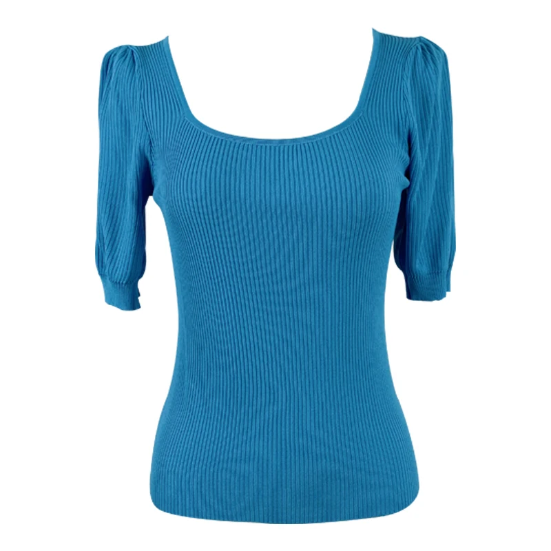 

Women Fashion Slim Bodycon Knitted Short Sleeves Low Collar Blouse Lady Sweet Casual Outdoor Top Girls Elegant Daily Basic Shirt