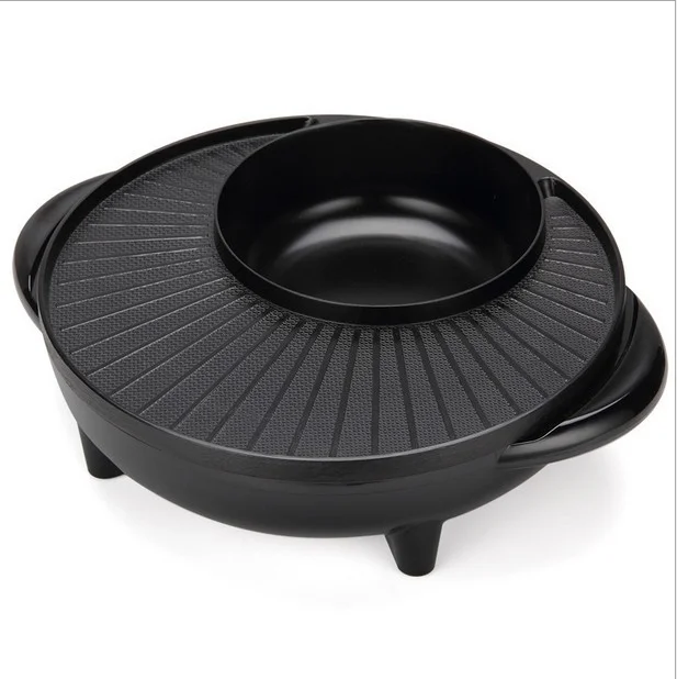 

BBQ hot pot multi function electric cooker home electric roasting hot pot One piece non stick pan