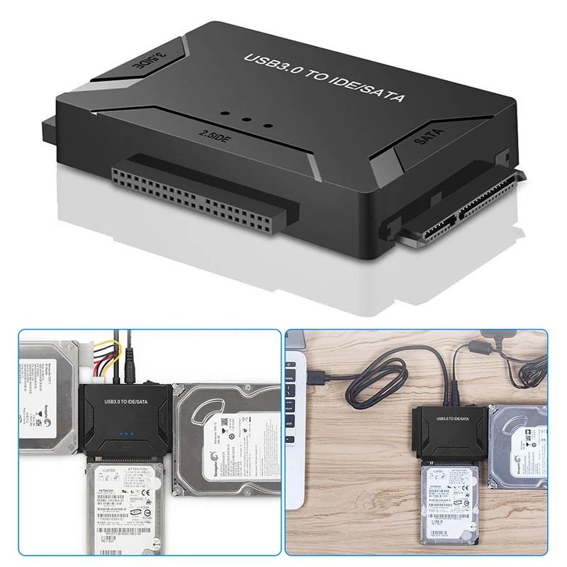 USB 3.0 data adapter to SATA ide ATA 3 in 1 laptop 2.5  3.5  hard drive power supply