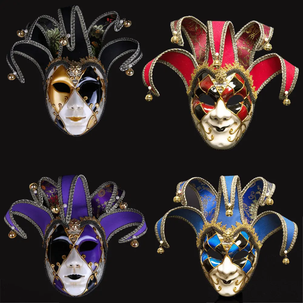 Полнолицевая Венецианская Маскарадная маска Джокера Марди Гра реквизит для