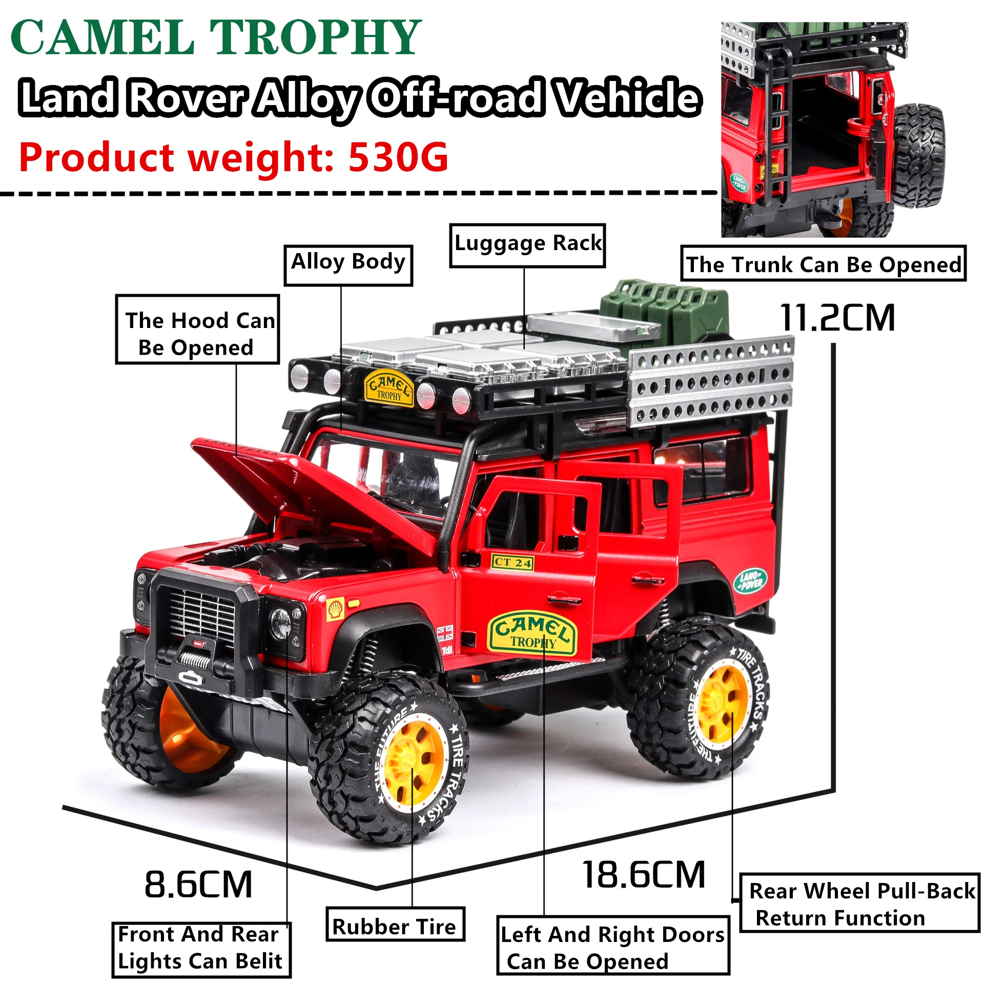 

1:28 Guardian camel cross-country alloy children's toy car model collection gift pull-back vehicle