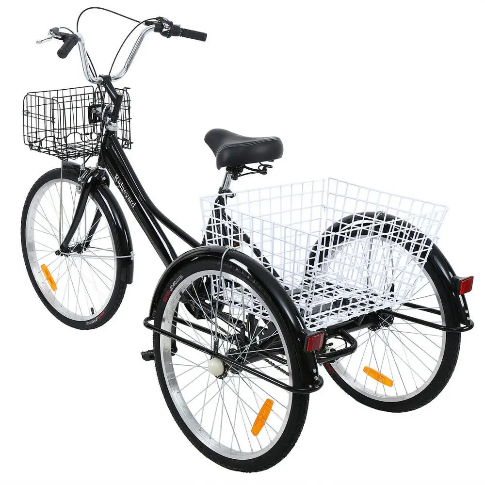 Verkauf Yonntech 24 Zoll Erwachsene 3-Rad 7 Geschwindigkeit Dreirad Einkaufen Fahrrad Bike W/Korb