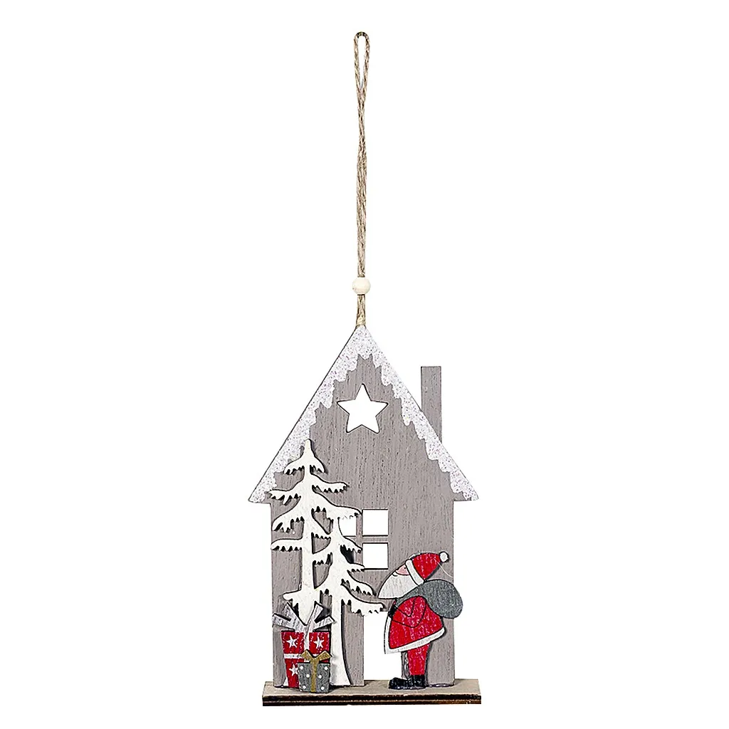 House Shaped Christmas Tree Hanging Pendant Wooden Small Christmas Ornaments Noel Natale Kerst Adornos de Navidad Natal#jink