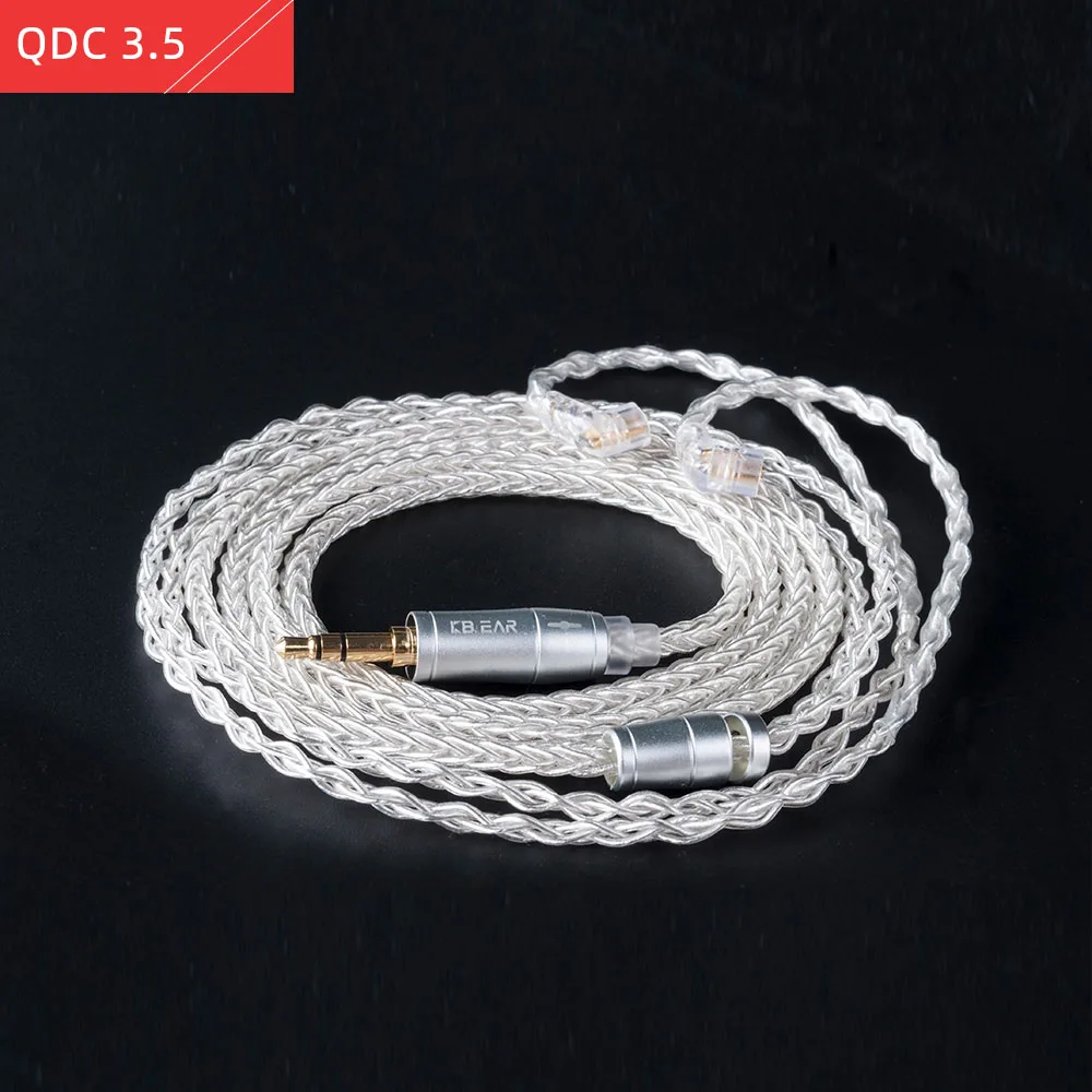 3.5mm QDC Silver FDBRO 8 ядер обновление посеребренный кабель баланс 2pin/MMCX/QDC с 2,5/3,5 кабель для наушников для A10 C10 ZS10 ZST IM2 - Цвет: 3.5mm QDC Silver