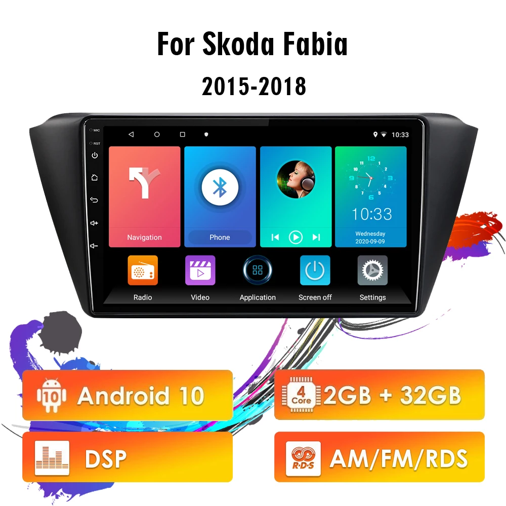 

Eastereggs 2 Din Android10 RDS DSP Car Radio For Skoda Fabia2015-2018 Autoradio WIFI GPS Navigation Car Multimedia Player Stereo