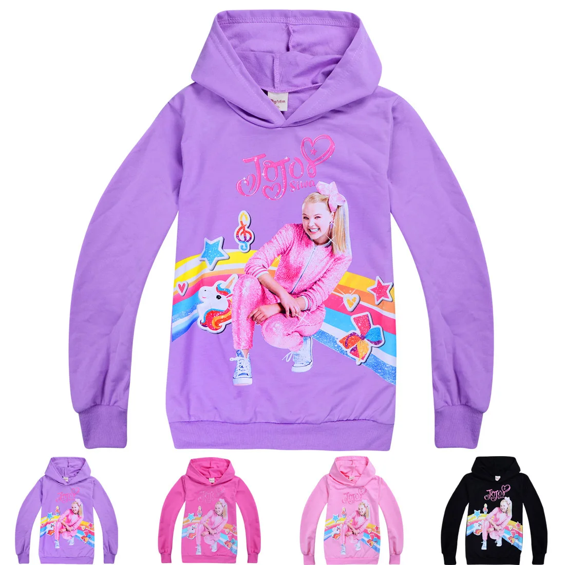 JOJO siwa/детский топ с длинными рукавами для девочек толстовки капюшоном футболки