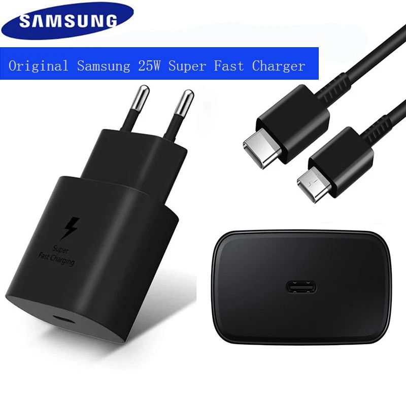 

Samsung S21 Note 20 10 A70 Super Fast Charger Cargador 25W EU Power Adapter For Galaxy Note20 S20 A90 A80 S10 5G Type C Cable