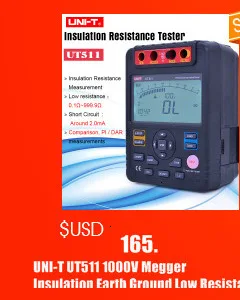 ЖК-дисплей с подсветкой UNI-T UT501A 100V-1000V мегомметром изоляции заземления Измеритель сопротивления заземления тестер Мегаомметр вольтметр