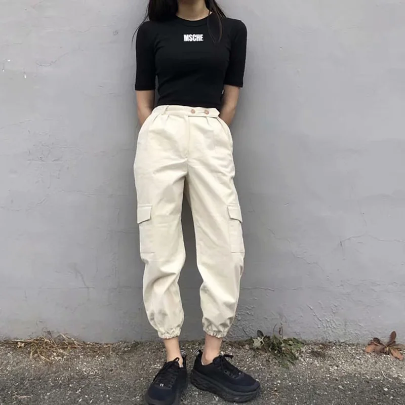 2019 черные армейские брюки карго унисекс стиль хип хоп BF Harajuku джоггеры с высокой