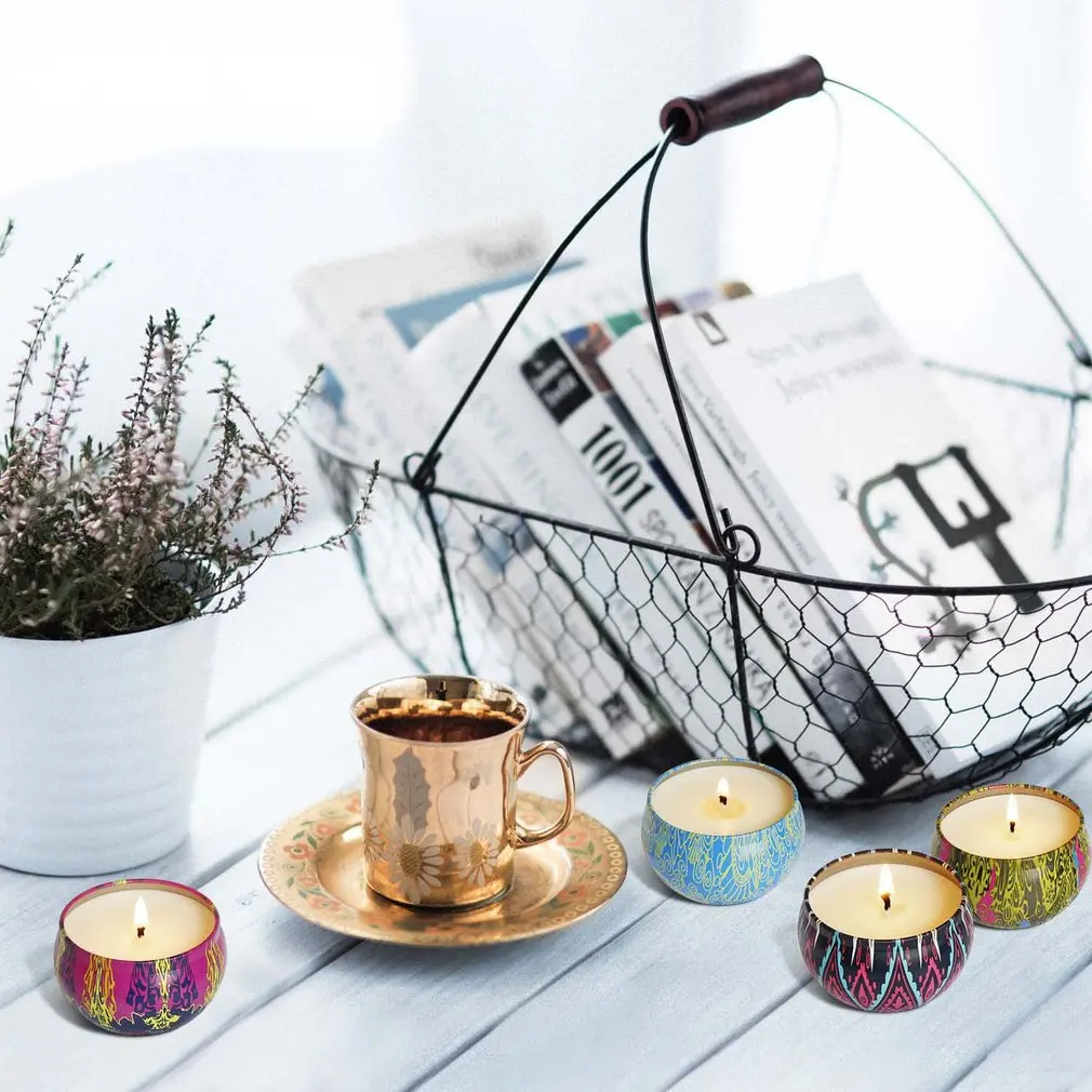 Переносные ароматические свечи 4 шт./компл. роза лаванда гардения Оловянная свеча