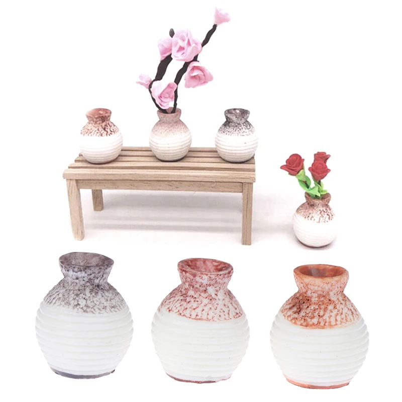 Горячая DIY Кукольный дом керамический орнамент ваза миниатюры для кукольного