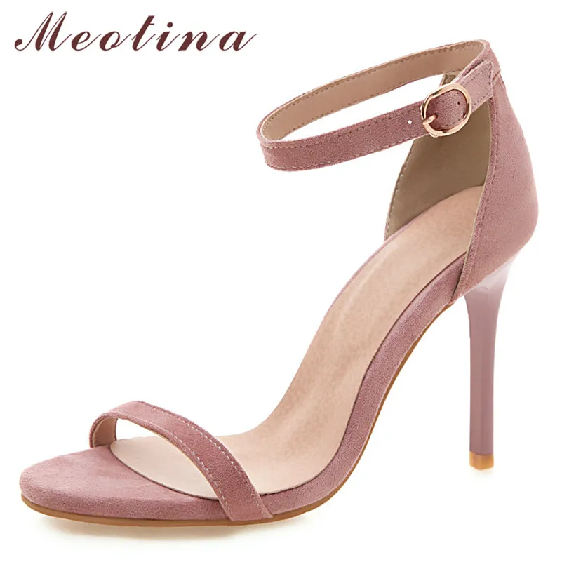 Женские босоножки с ремешком на щиколотке Meotina летние туфли шпильках пряжкой