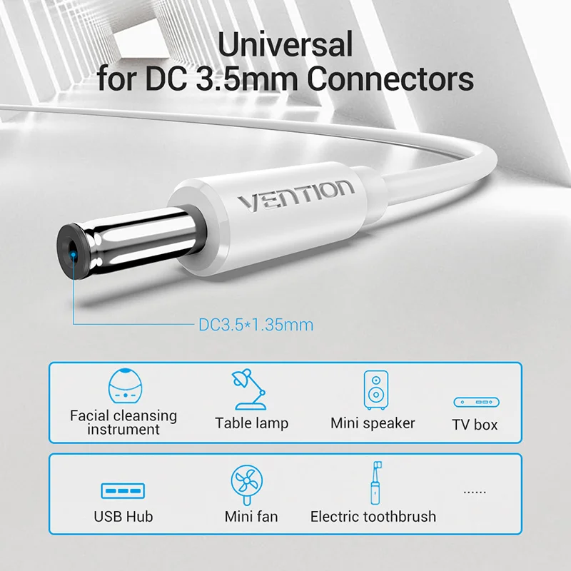 Кабель для зарядки Vention USB-DC 3 5 мм разъем USB A типа папа-3 адаптер питания В