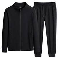 ebaihui men tracksuits solid color sportswear autumn winter sets jacket pants cotton 2 pieces suit leisure loose streetwear