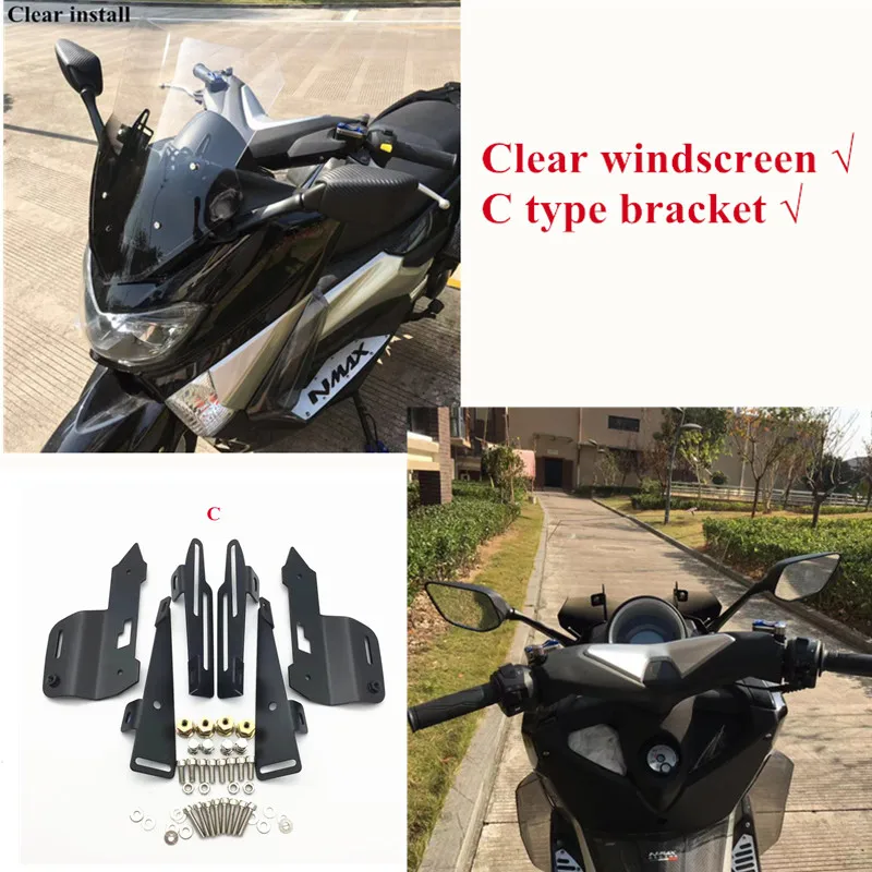 Модифицированный Мотоцикл nmax155 nmax выше 5 см ветровое стекло ветровые дефлекторы для YAMAHA nmax155 nmax 155 16-19 - Цвет: C clear