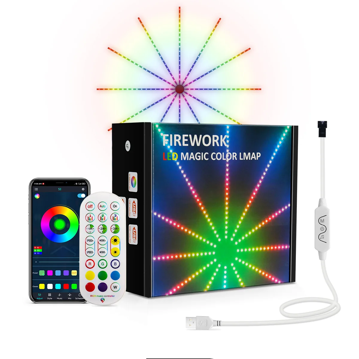 

Firework Christmas Lights Strip 224LED Flower New Year's Garland Smart Fairy Light Color Rhythm Remote For Holiday Wedding Decor