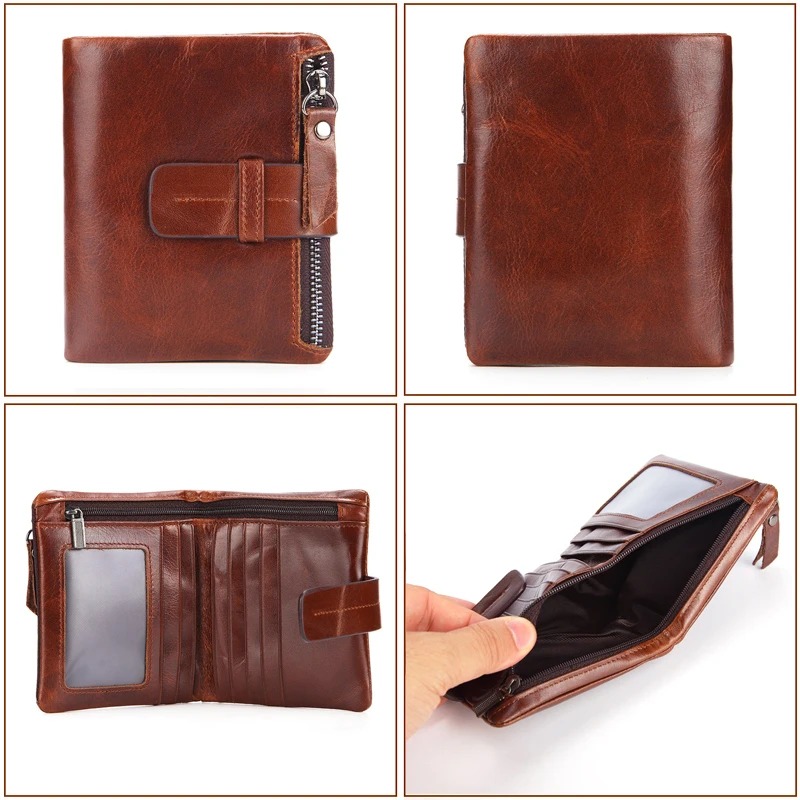 Мужской кошелек DISNOCI из натуральной кожи короткий бумажник для мелочи в стиле