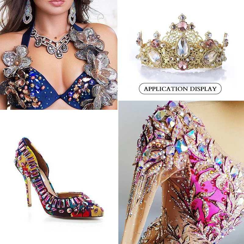 Овальные бриллианты AB Стразы для шитья Пришивные кристаллы и камни блестящие