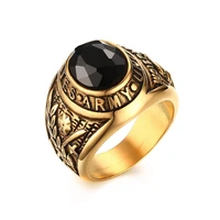 heavy punk men big army rings for men stainless steel blackred stone party ring men university ring soldiers jewelry r497g
