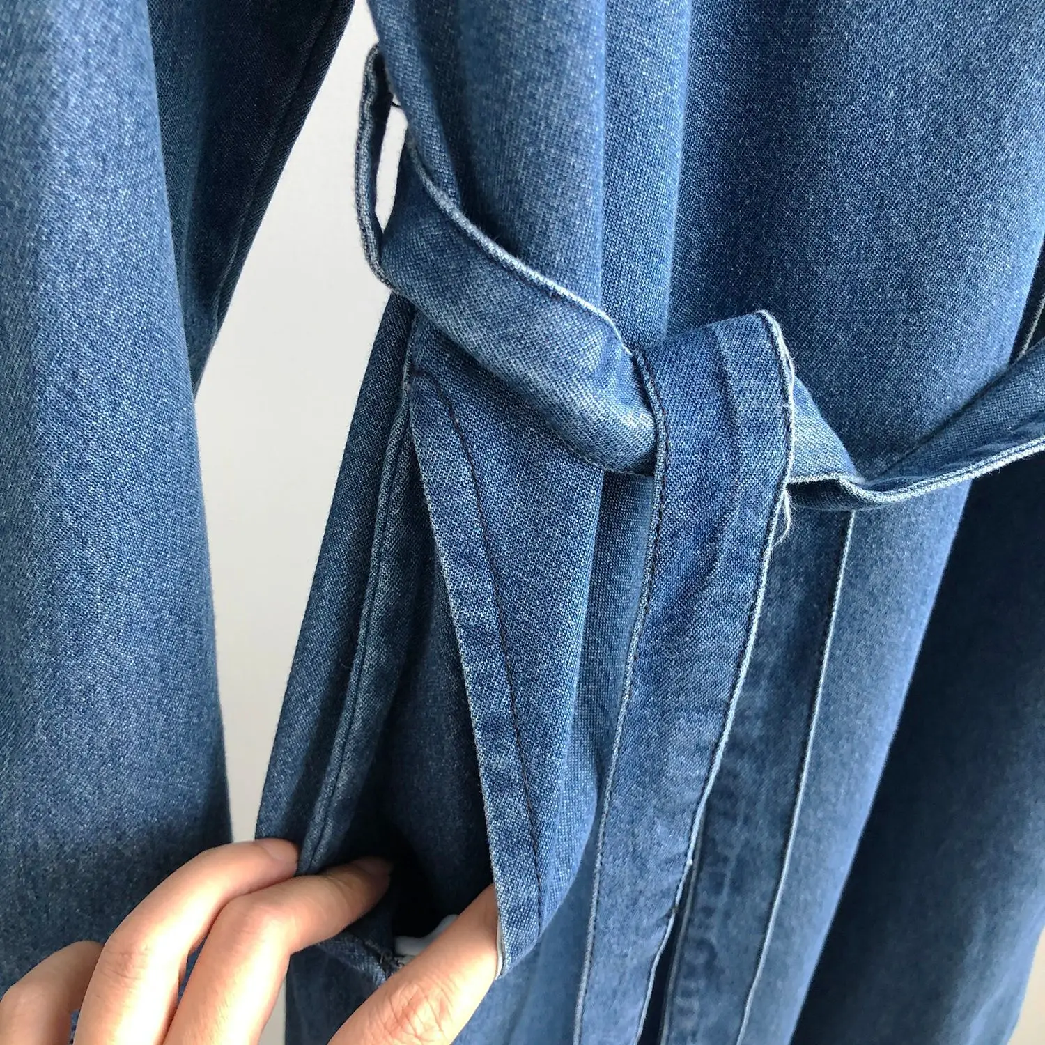 

Spring Autumn Fashion Casual Denim Skirt Women Dress Turn-Down Collar Solid Long Sleeve Slim Ladies Straight Dress Female Y105