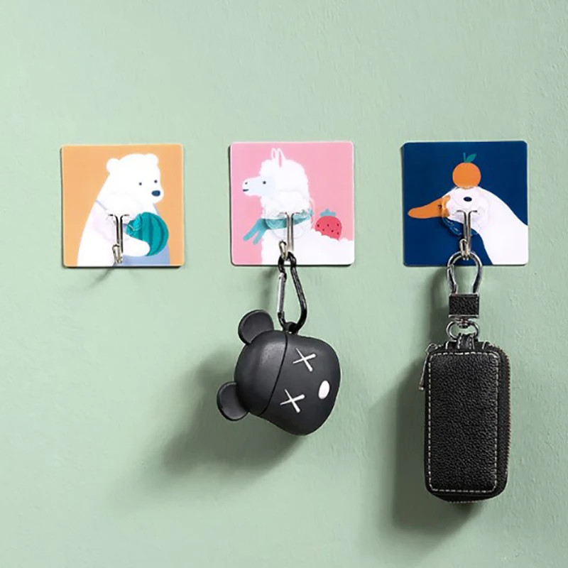 4 шт. бесшовная самоклеющаяся присоска с животным принтом настенный крючок для