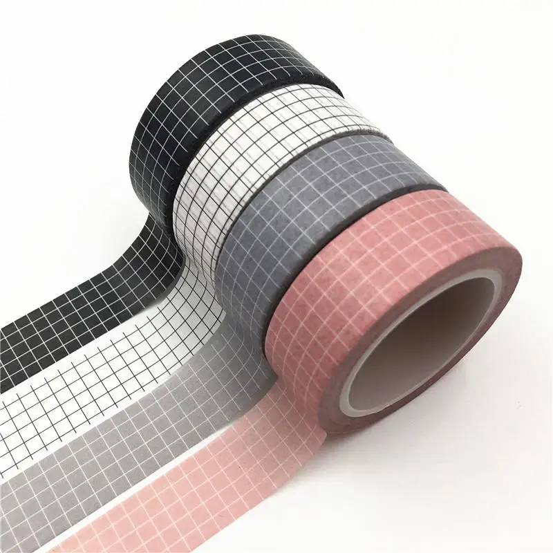 

10M Black and White Grid Washi Tape Japanese Paper DIY Planner Masking Tape Adhesive Tapes Stickers Decorative Stationery Tapes