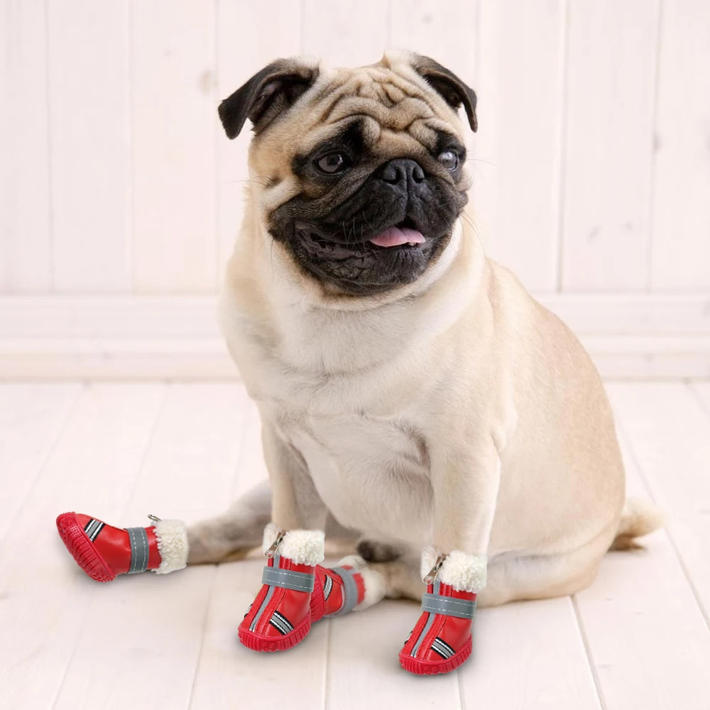Собачья обувь зимняя хлопок носки с нескользящим покрытием собака для снега и