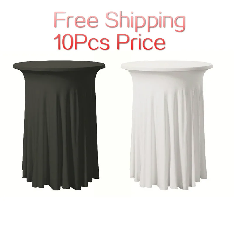 

10PCS/Lot Round Stretch Lycra Spandex Table cloth Long Bar Skirt Table Cloth For Hotel Event Banquet Wedding Party Wrinkle Free