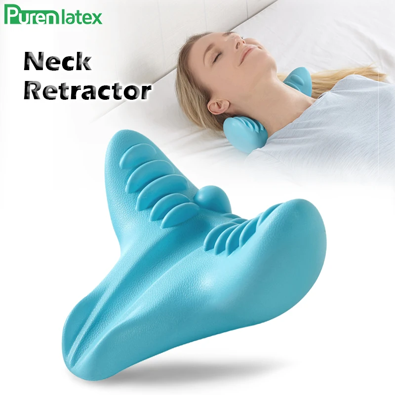 PurenLatex, дизайн, подушка для втягивания шеи, Ортопедическая подушка из пены с эффектом памяти, гравитационная растягивающаяся подушка для массажа шейного позвонка