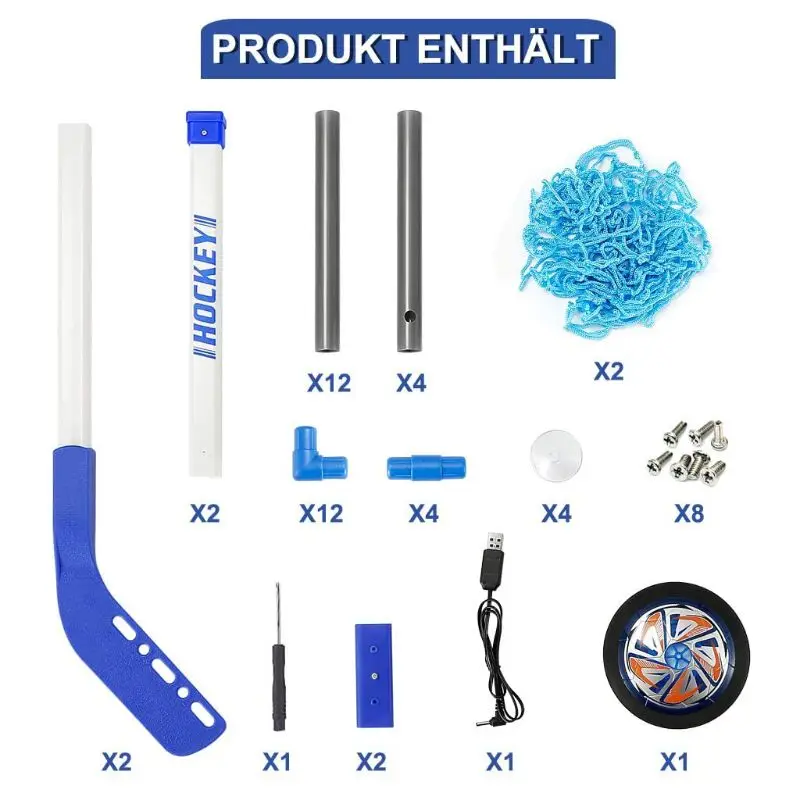 

Rechargeable Ice Hockey Stick Set Mini Suspension Ball 2 Goals for Kids Indoor Game Sports Training Toys