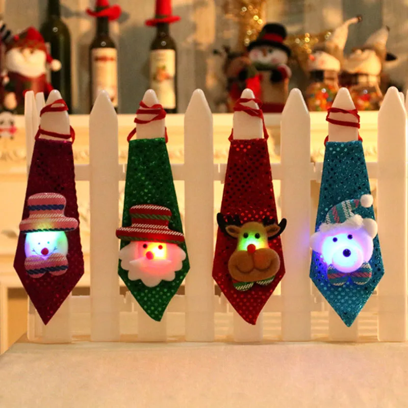 

Christmas Tie Sequins Santa Claus Snowman Reindeer Bear Christmas Decoration For Home Xmas Decoration Kids Toy Ornaments