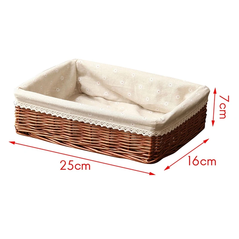 

Handmade Wicker Storage Basket Bread Basket Fruit Basket Serving Baskets for Home Kitchen Desk Candy Sundries Organizer
