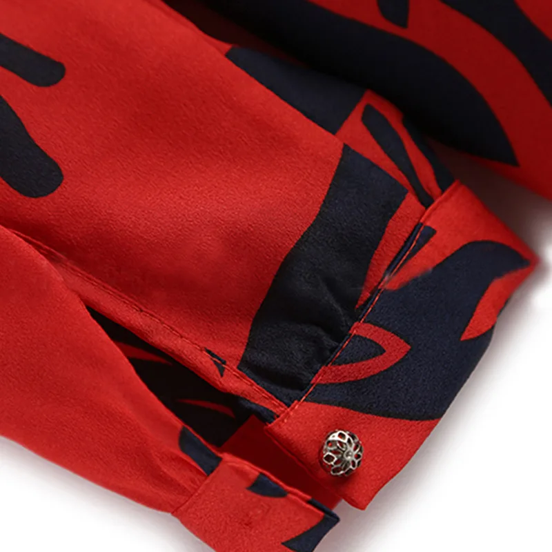 

VKBN 2020 Spring and Autumn Dresses Woman Party Night Printing V-Neck Red Sexy Dress Long Sleeve Elegant Vestidos De Fiesta