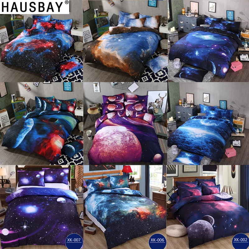 

Bedding Sets Universe Outer Space Themed Bed Linen 3D Galaxy Duvet Cover Flat Sheet 2pcs/3pcs/4pcs Single Double Size BS005