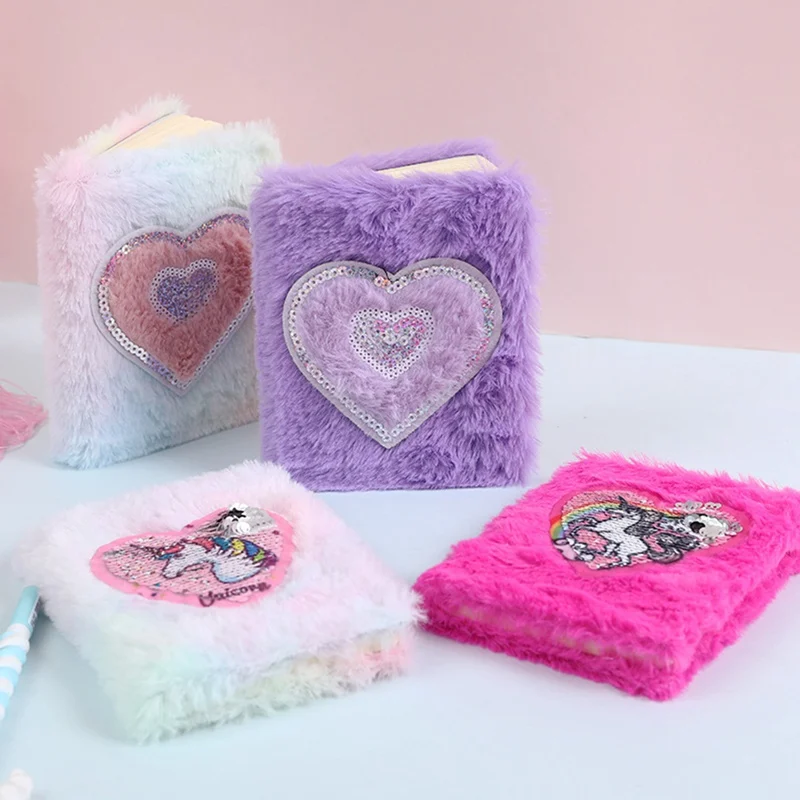 

1 Pcs Cartoon Colorful Dream Unicorn Plush Notebooks Girls Portable Pocket Diary Planner Notepad Stationery