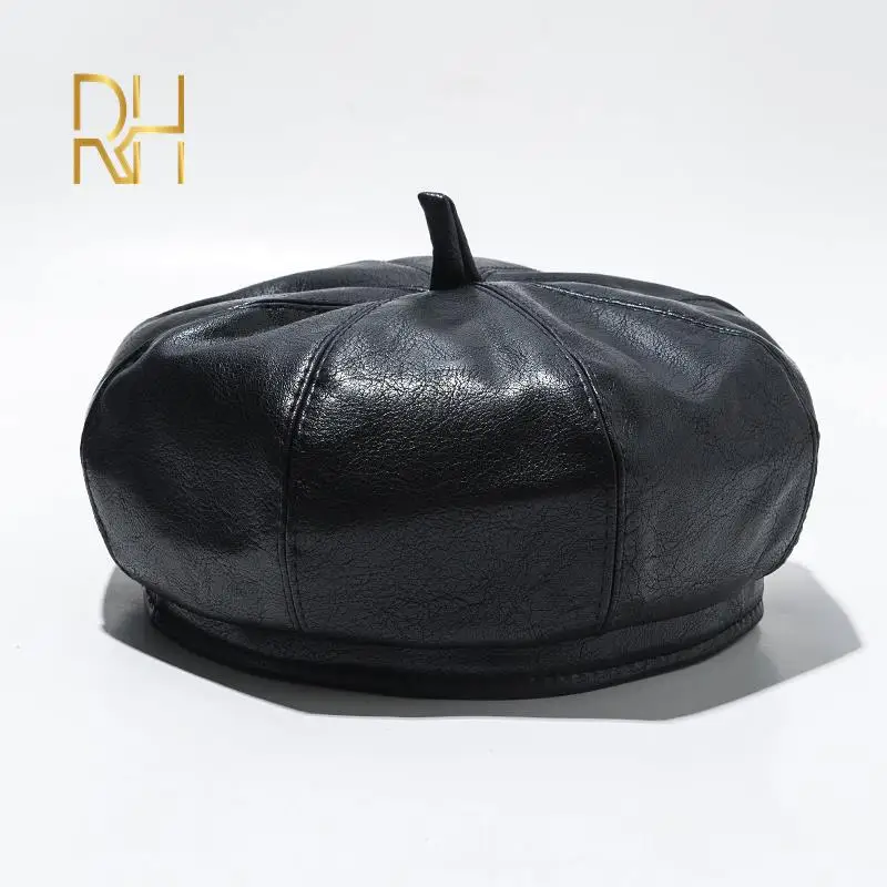 Женская восьмиугольная шляпа женская искусственная кожа тыква художница кепка