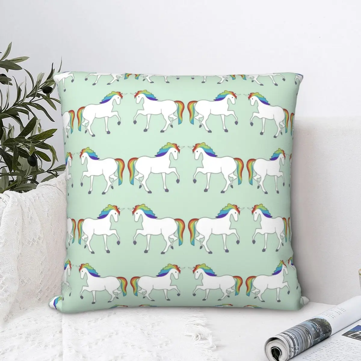 

Rainbow Unicorns Square Pillowcase Cushion Cover funny Home Decorative Polyester Home Simple 45*45cm