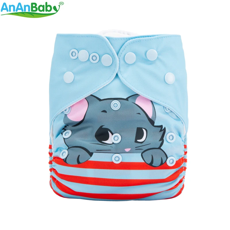 {AnAnBaby} детские подгузники нового дизайна водонепроницаемые и многоразовые подгузники с цифровым принтом положения тканевые подгузники с вставками из микрофибры
