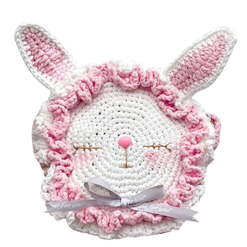 

Kawaii Knitted Pig Shape Womens Shoulder Bag Fashion Pearls Rabbit Beading Crossbody Handbags for Female Party Pack Chain Purse