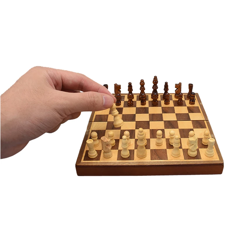 Высококачественный портативный складной деревянный Шахматный набор ручная