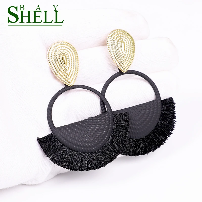 Shell bay серьги с кисточками ювелирное изделие черные капли в стиле панк для женщин